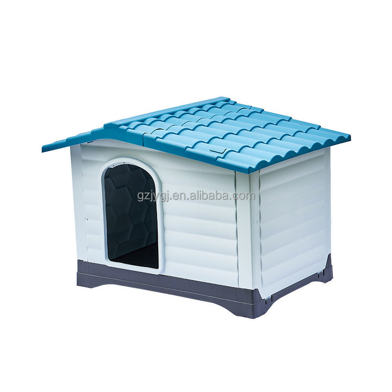 Bodas Gedé Anjing House Indoor Outdoor Waterproof Ventilate Plastik Dog House Pet Shelter Crate Kennel sareng Air Vents sareng Elevated