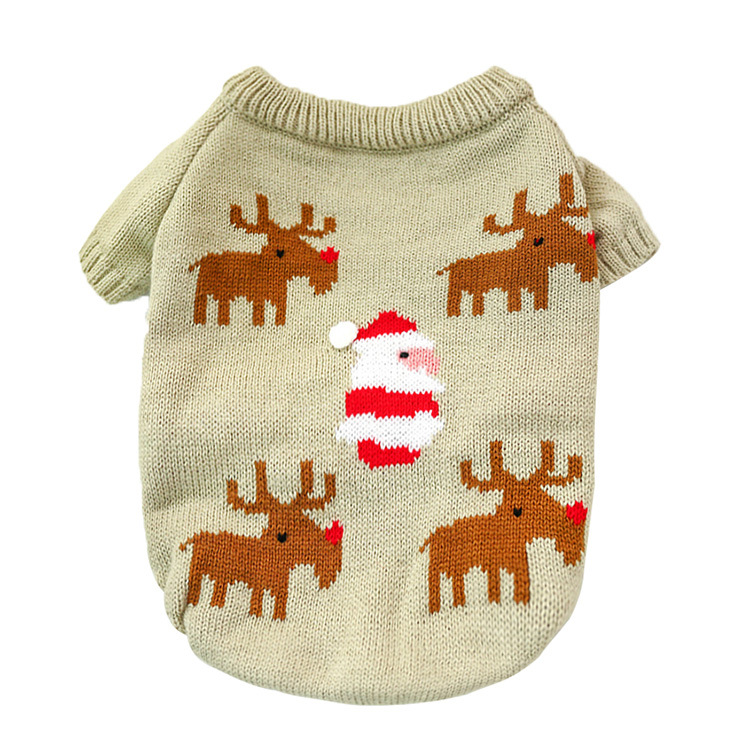 Wholesale Christmas Elk Small Dog Sweater e Ntle ea maoto a mabeli Pet Dog Sweater