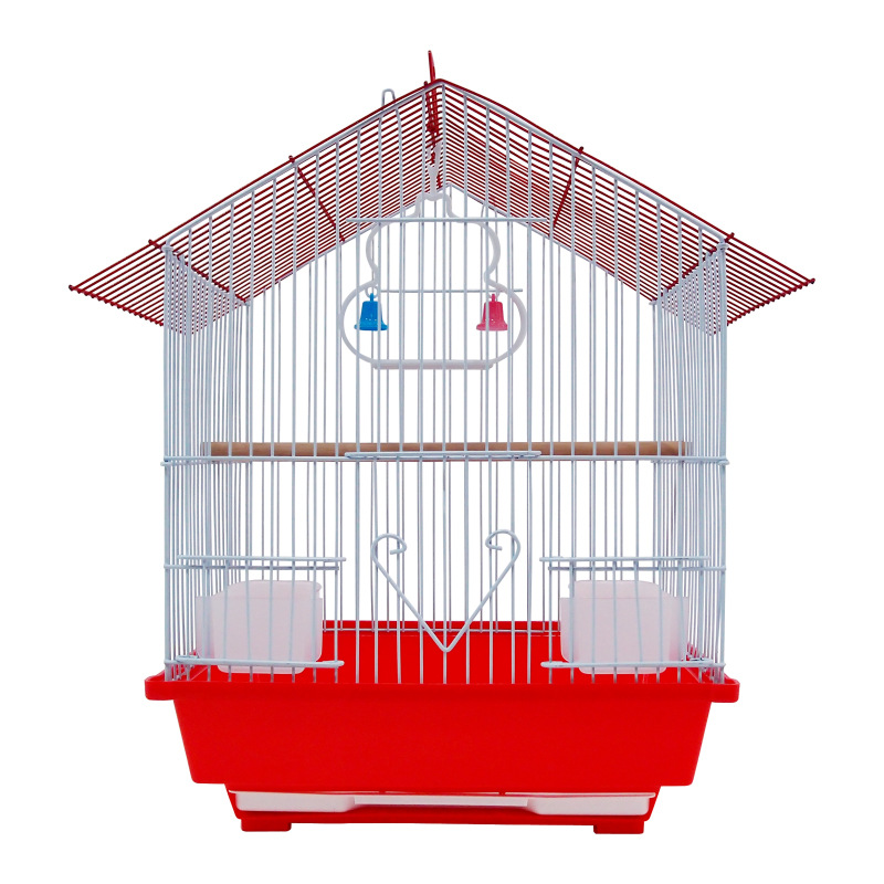 Högkvalitativ hopfällbar metallfärg galvaniserad liten papegojbur med träram och matlåda fågelbur