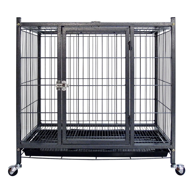 Dog cage pet canine square tube wire cage Labrador dohusky pet cage nga adunay 360 revolving wheels