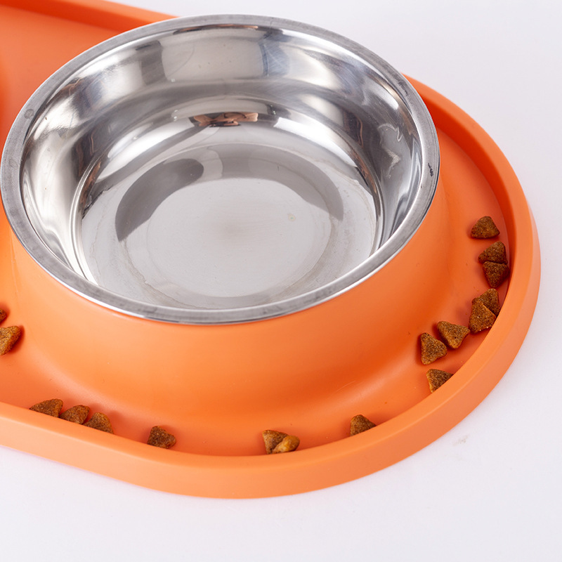 Hochwertiger Wasser- und Futternapf aus Edelstahl, rutschfester Silikon-Doppelnapf für Hunde