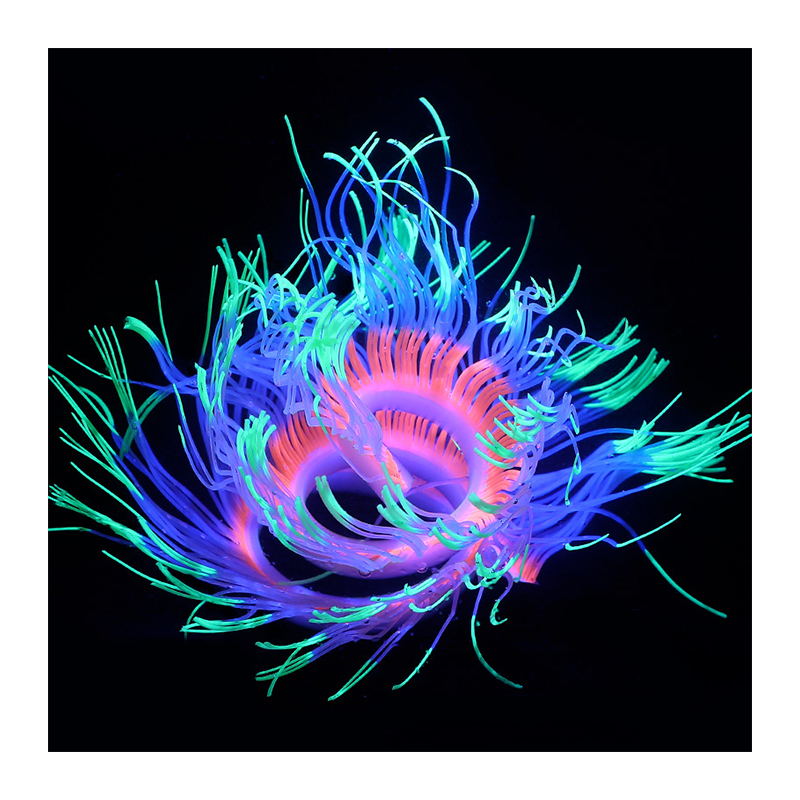 Arrain depositua apaingarria silikonazko simulazioa argitsua imitatutako itsas anemona koralezko altzarien artikuluak Aquarium dekorazio handia