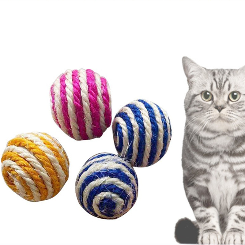 Ražotāja vairumtirdzniecība pret kodumiem izturīga kaķu rotaļlieta sizala bumbiņu kaķu skrāpējama bumbiņu rotaļlieta