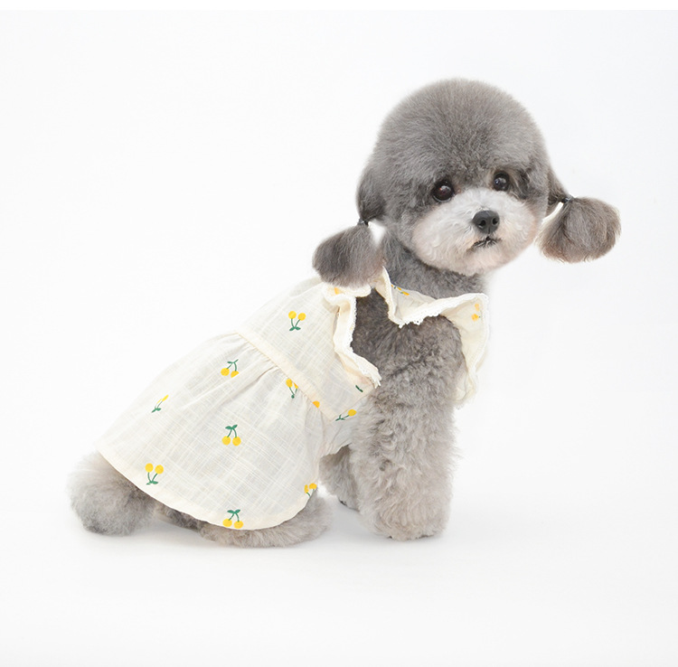 Высококачественное маленькое свежее платье с цветочным принтом для щенка, короткая юбка для домашних животных, жилет без рукавов, платье для собаки