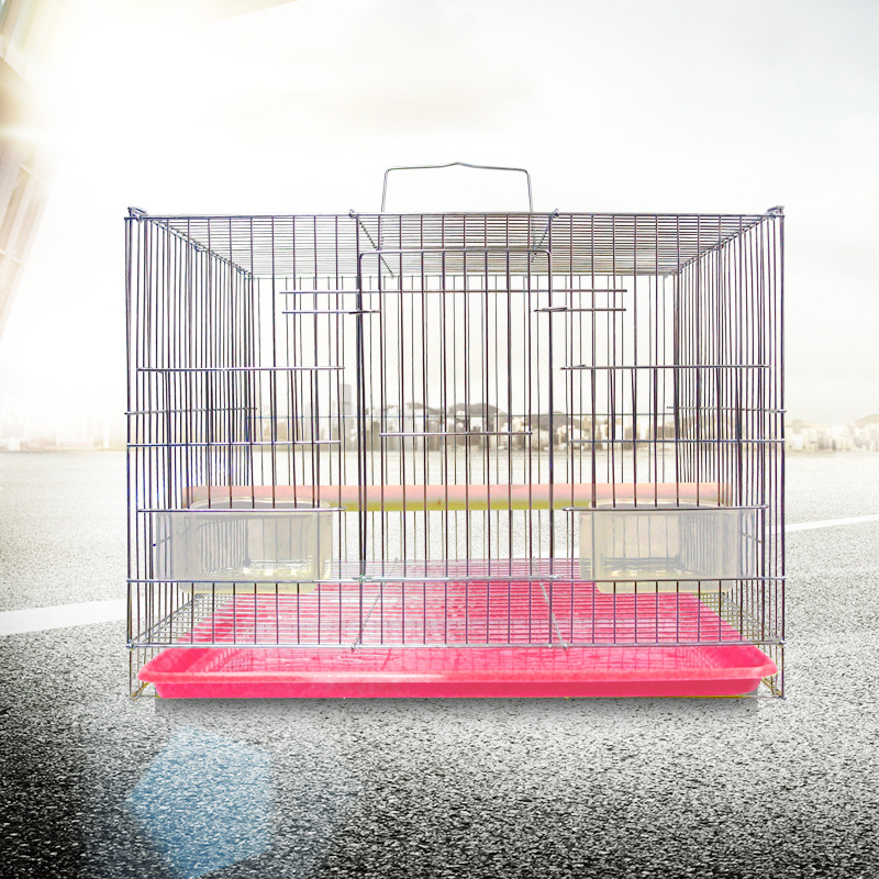 Висококвалитетен преклопен метален галван кафез за мал папагал со дрвена рамка и кутија за ручек кафез за птици