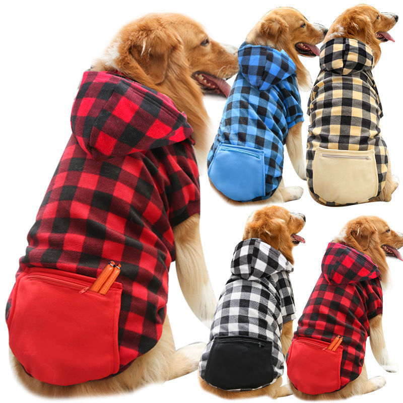 Ropa para mascotas al por mayor, chaqueta con capucha para perro grande, ropa cálida para perros de felpa