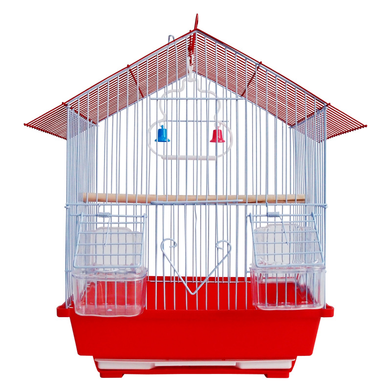 Visokokakovostna zložljiva kovinska galvanizirana srednje velika kletka za papige z lesenim okvirjem in ptičjo kletko za kosilo